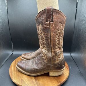 Abilene Boots Womens 6.5 M Brown Leather Exotic Western Block Heels USA VTG